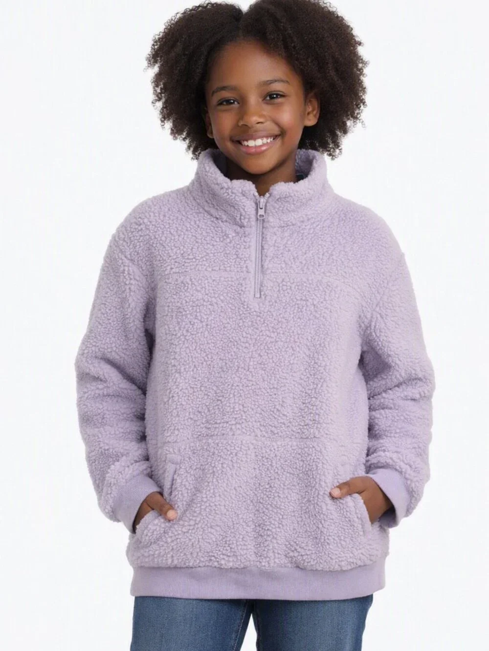 C9 by Champion Girls Fleece Pullover Lavender 1/4 Zip Long Sleeve XL 14/16